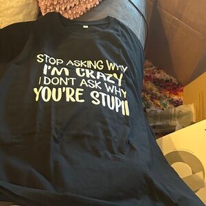 Women's Black Short Sleeve Graphic Tee - Stop Asking Why